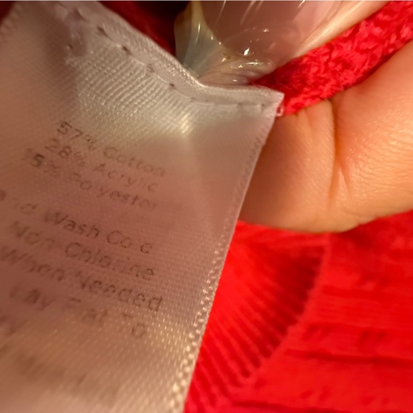 Talbots Red Pop Soft Cable Knit Crewneck Sweater w/ Gold Button Shoulder Size SP - Picture 7 of 11